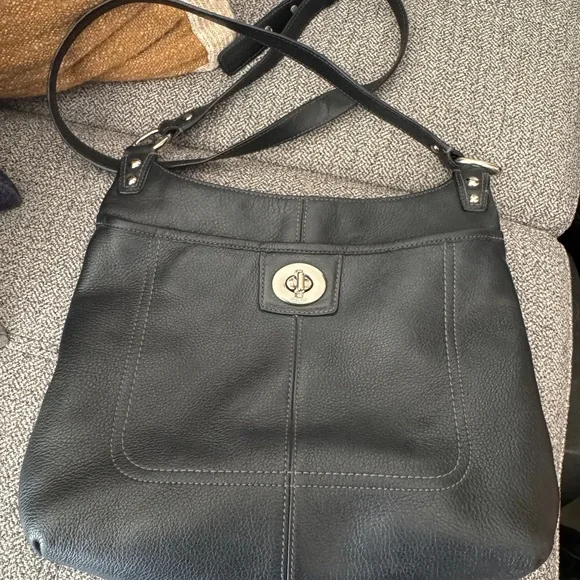 Coach Black Leather Crossbody Bag with Silver Accents - Picture 9 of 9